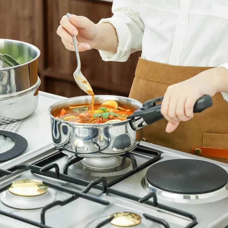 Pots Pans Set, 20 Piece Stainless Steel Kitchen Removable