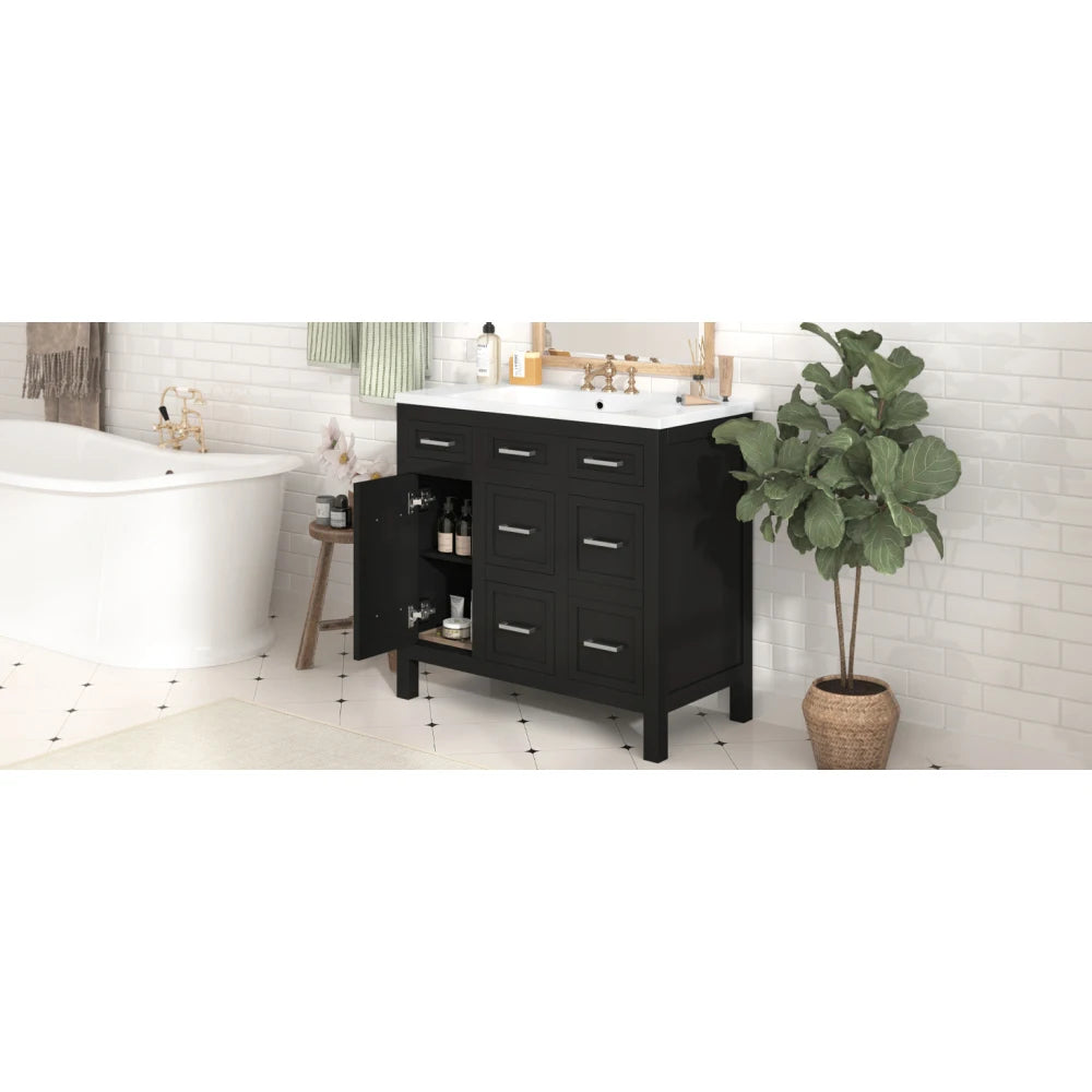 Bathroom Vanity Cabinet with Resin Integrated Sink in USA.