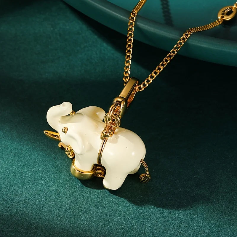 Fashion Enamel Openable Elephant Pendant Necklace Women in USA