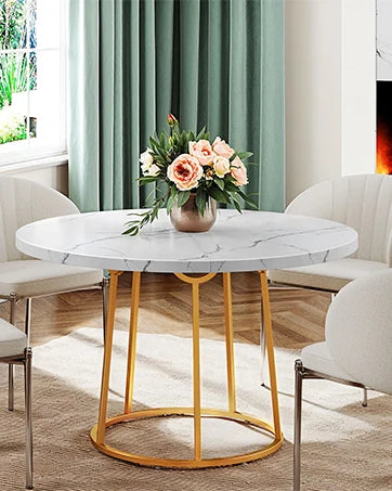 Round Dining Table Kitchen Table People Wooden Marble IN USA.