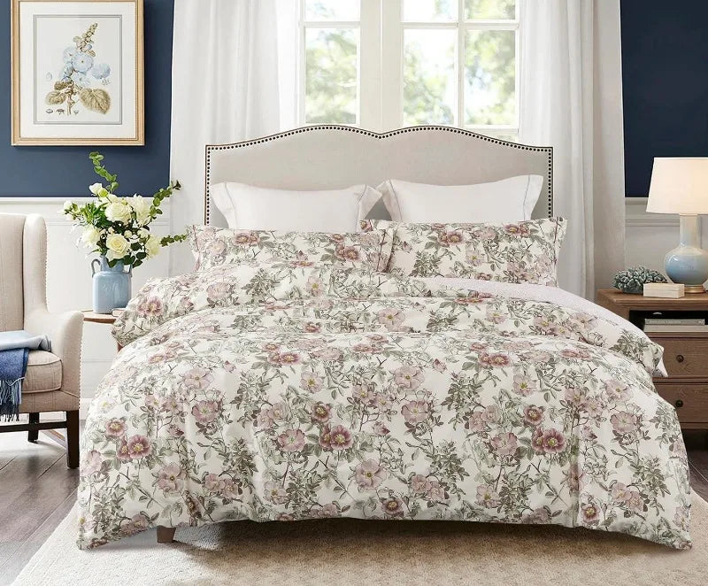 Duvet Cover, Thread Count Cotton Printed Luxury Floral Comforter