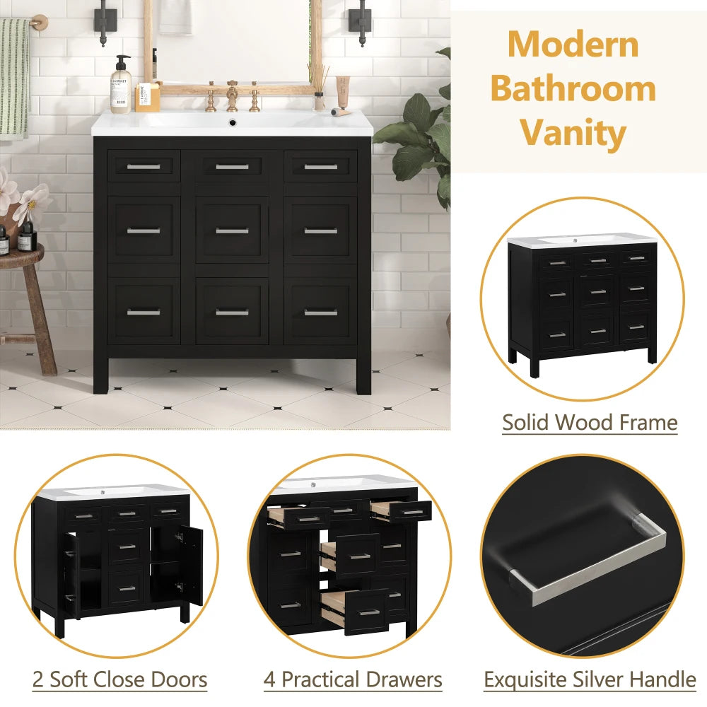 Bathroom Vanity Cabinet with Resin Integrated Sink in USA.