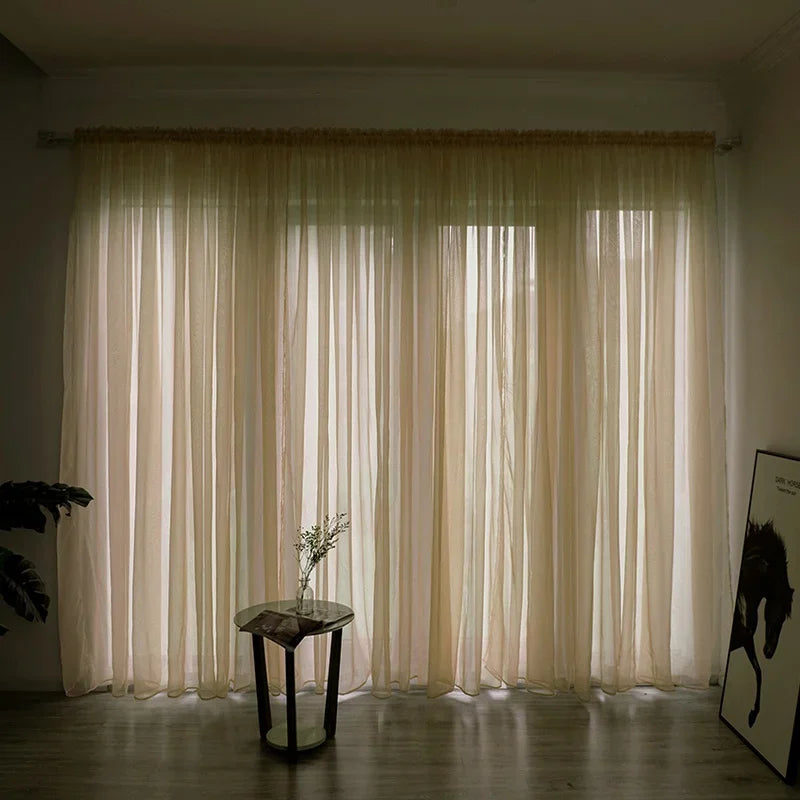 Solid White Tulle Sheer Window Curtains Living Room Bedroom in USA