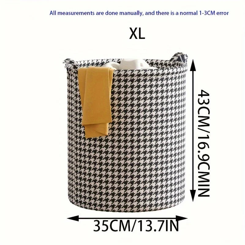 Foldable Houndstooth Laundry Hamper Fabric Storage Basket in USA