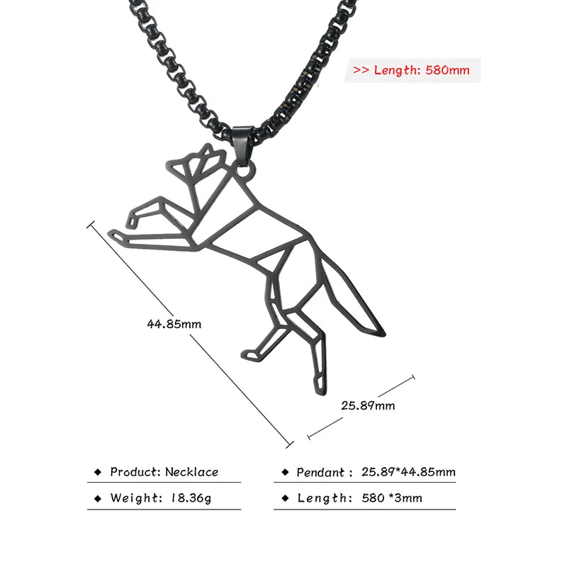 Unift Black Color Wolf Pendant Necklace Men Boy Stainless in USA