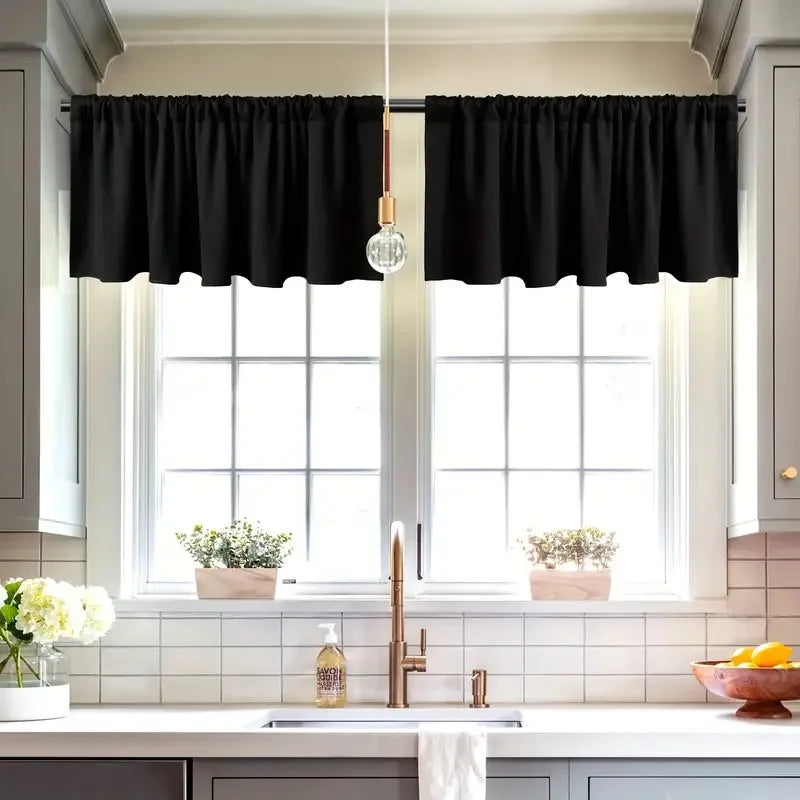 Stylish Solid Color Blackout Curtain Valance Blocks Light Enhances in USA