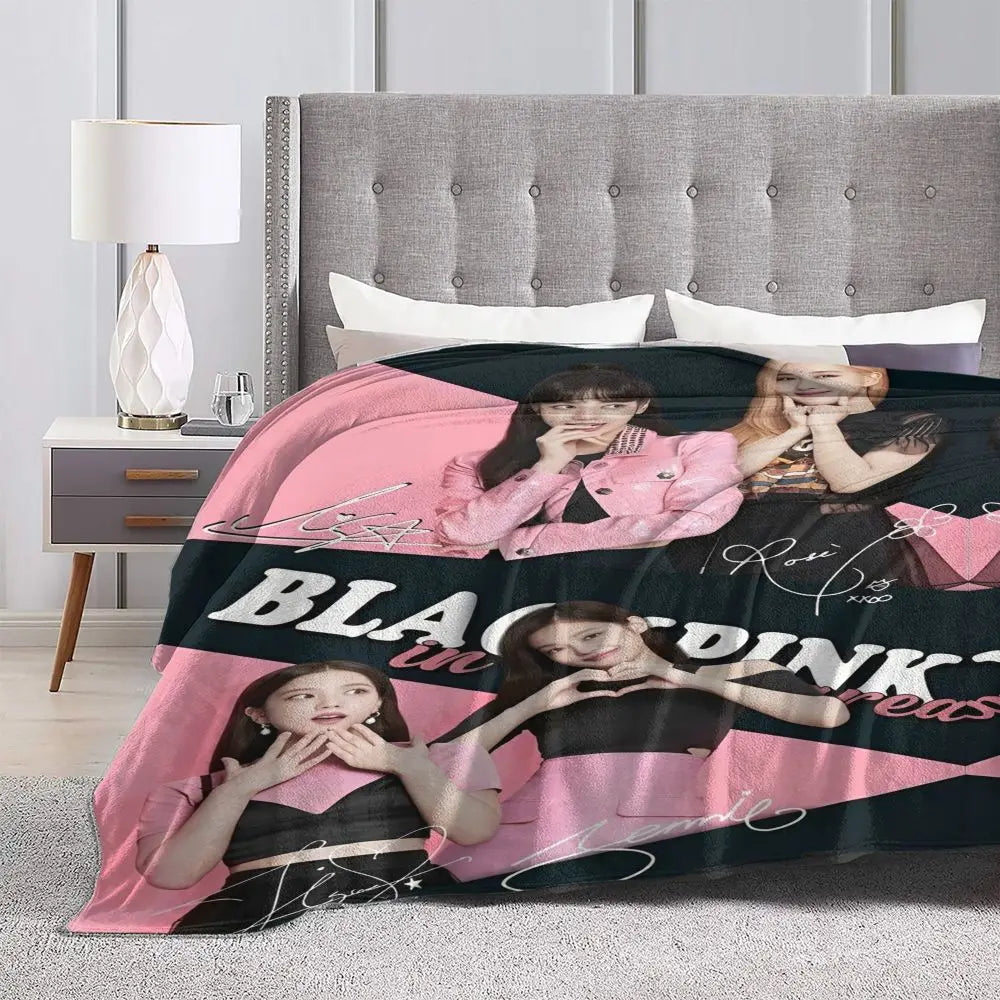 Music Idol Black-Pinks Girl Blankets Flannel All Season in USA