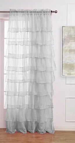 New Hot Ruffle Rod Pocket Organza Window Curtain in USA