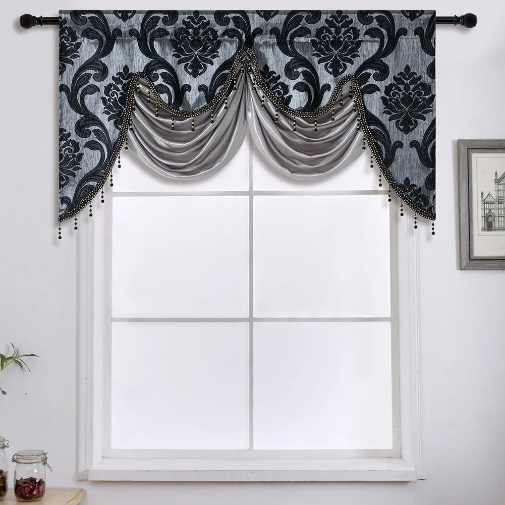 Living Room Luxury Jacquard Fabric Curtain Head Window in USA