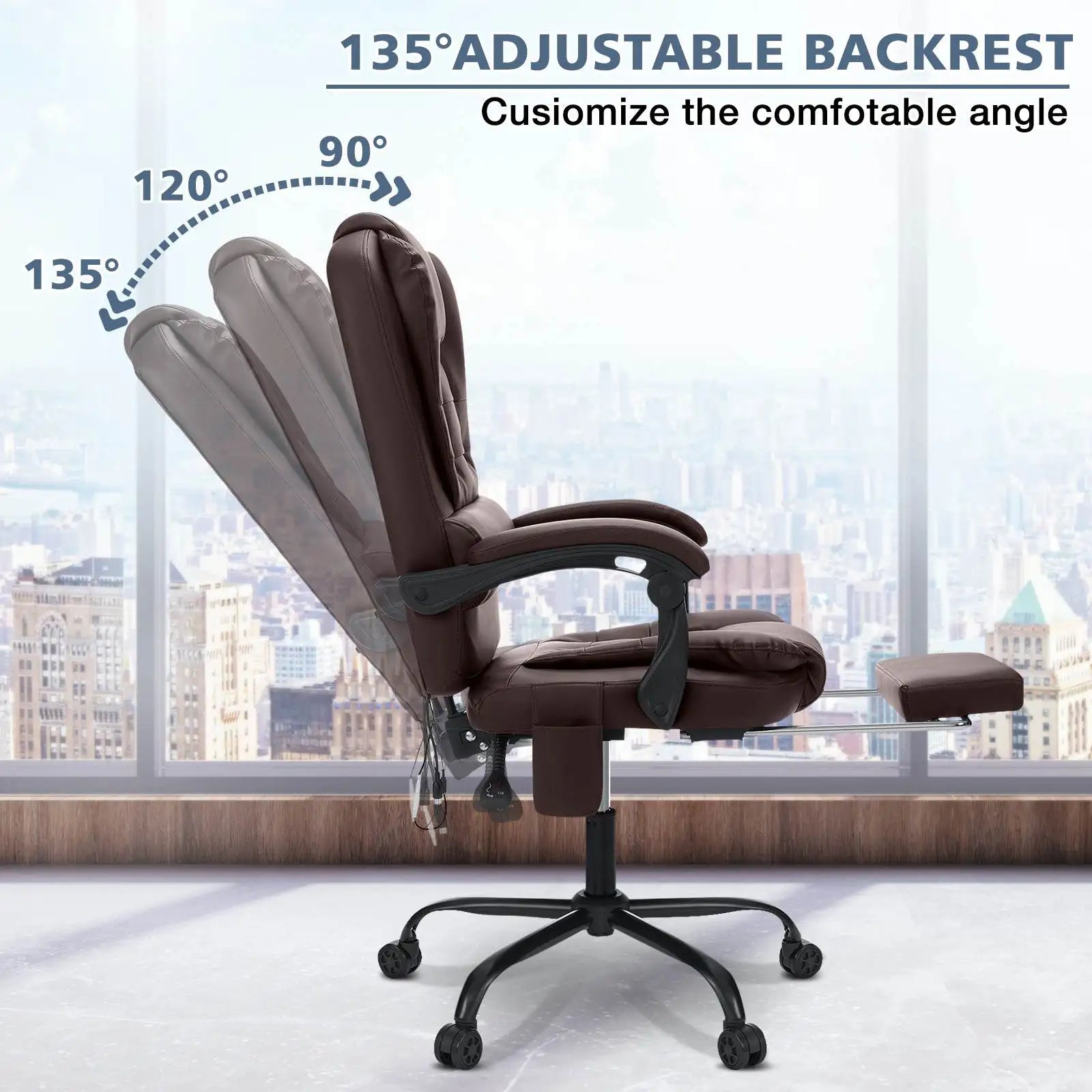 Executive Office Chair Massage High Back Leather Office Chair in USA.