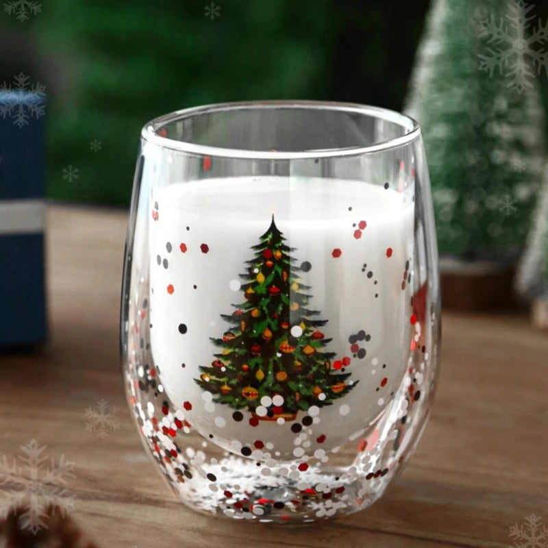 Insulated Double Walled Glass Coffee Christmas Water Cup in USA.