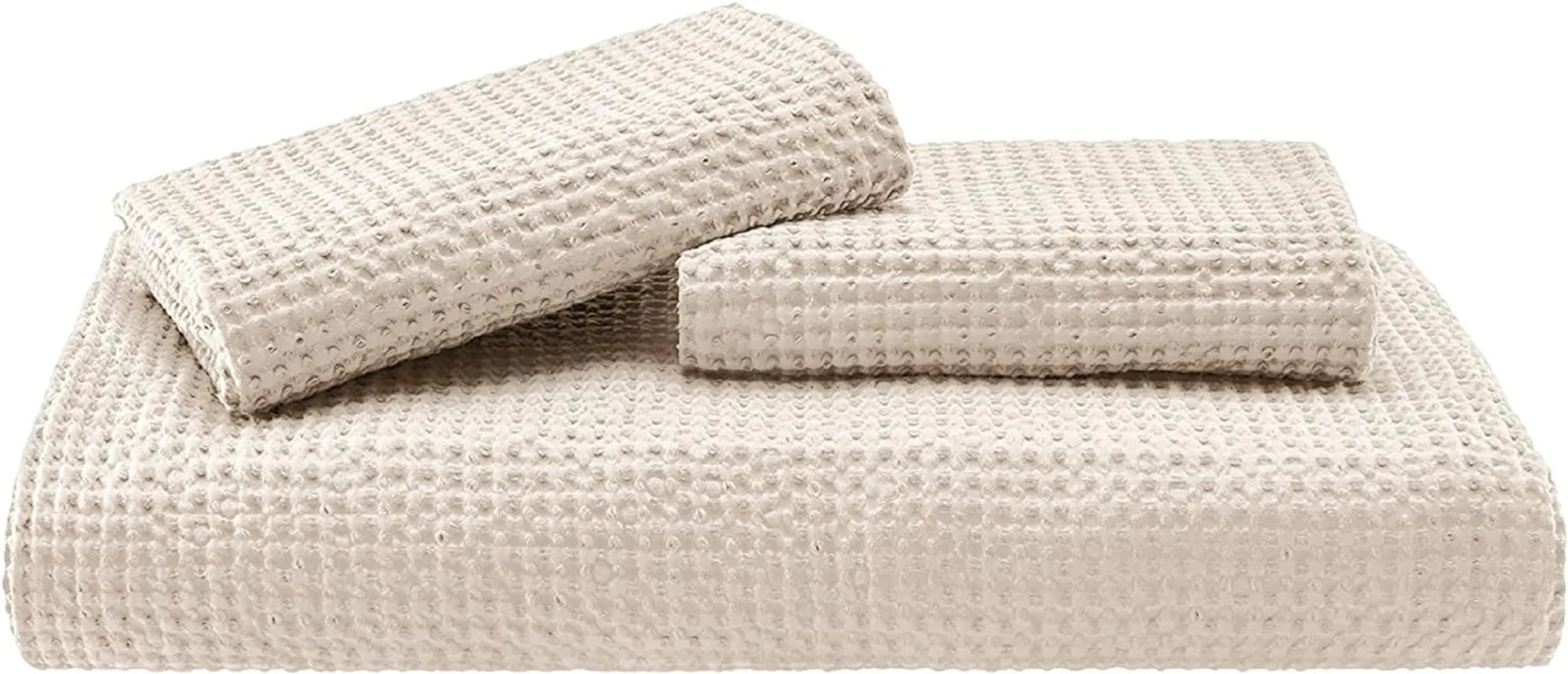 Cotton Waffle Weave Coconut White Duvet Cover Set