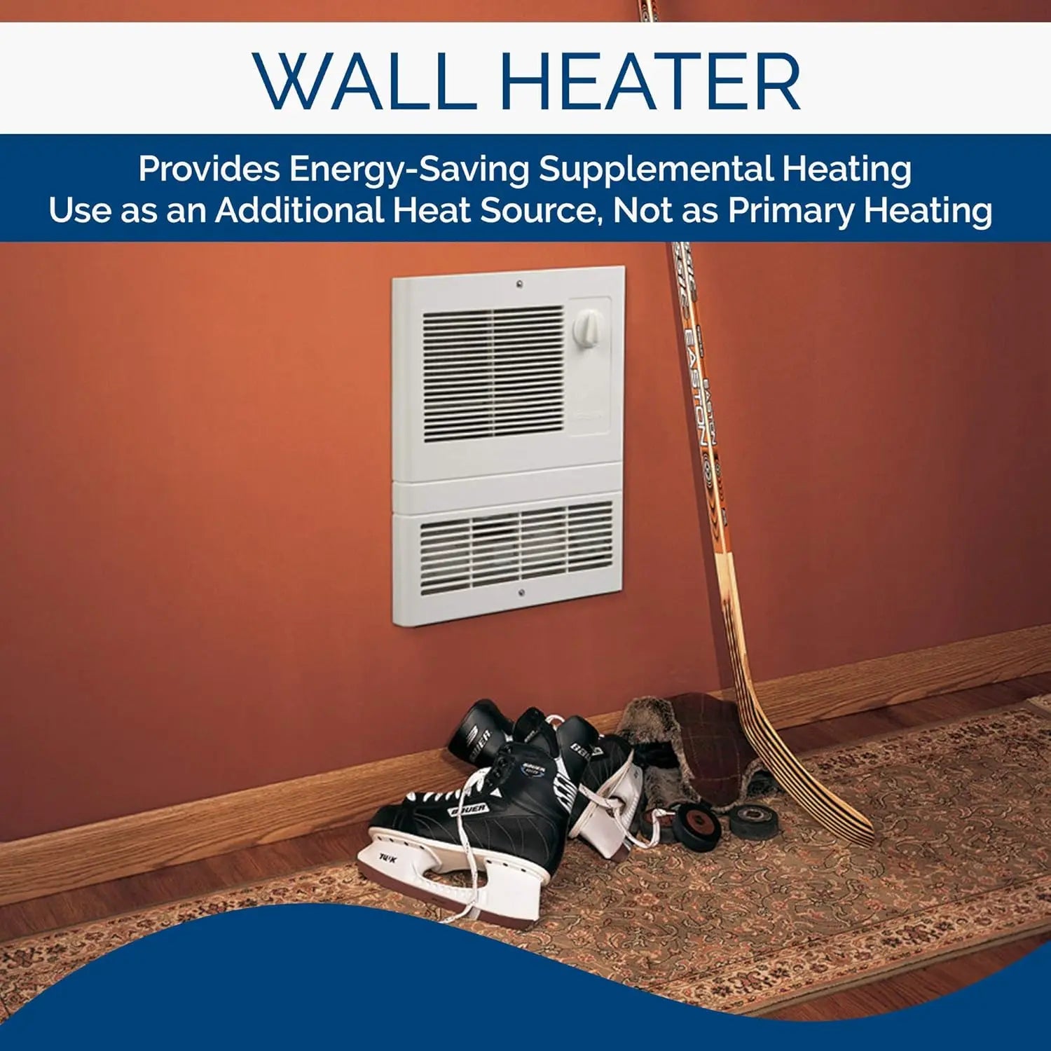 High Capacity Wall Heater Adjustable Thermostat, IN USA.