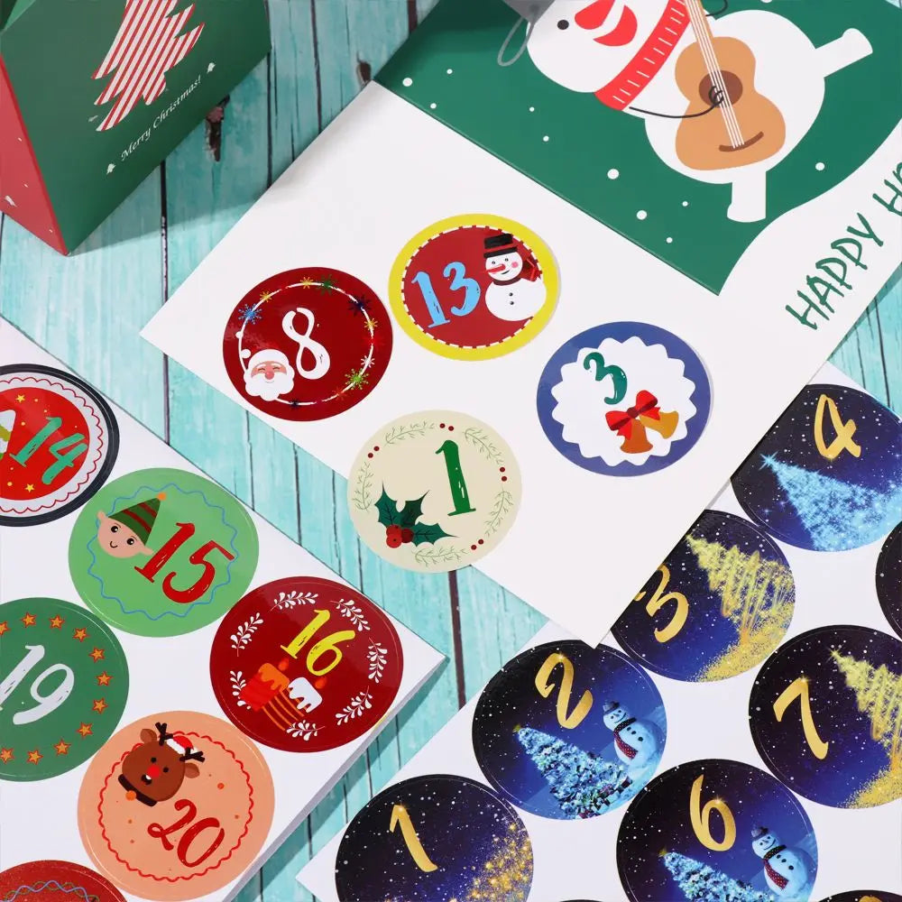 Christmas Gift Stickers Advent Calendar Number Paper