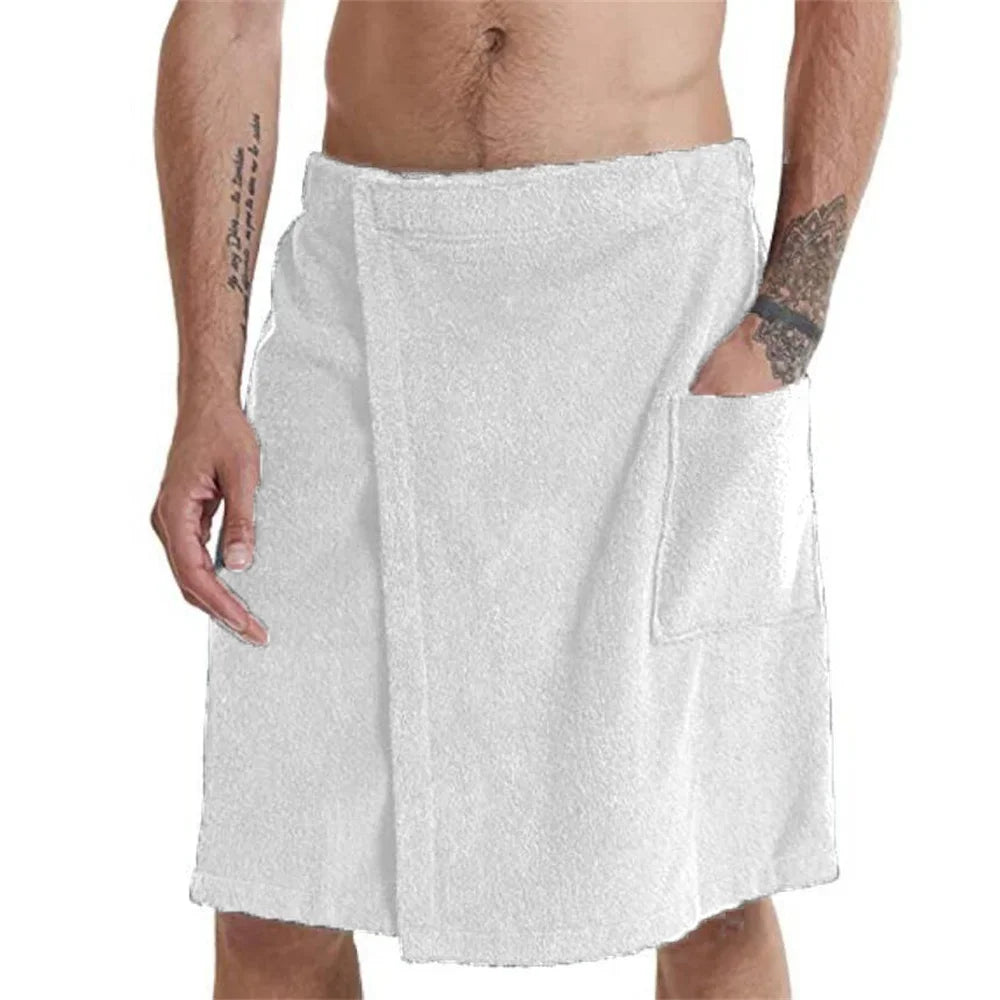 Men Soft Wearable Bath Towel Pocket Bathrobes Shower in USA