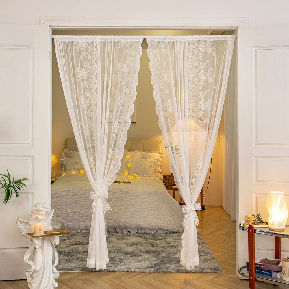 YanYangTian Romantic Lace Sheer Rod Pocket Luxury Curtain IN USA.