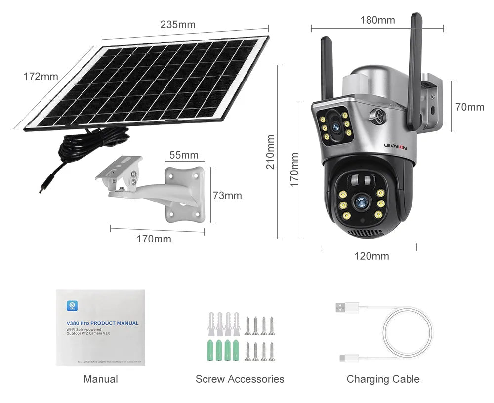 LS VISION Solar Camera 4G Sim Outdoor Dual Lens WiFi