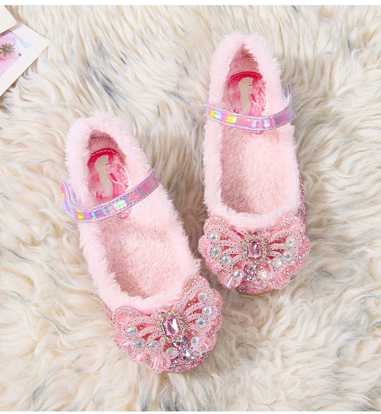 Rhinestone Frozen Elsa Princess Girl Shoes Flat in USA