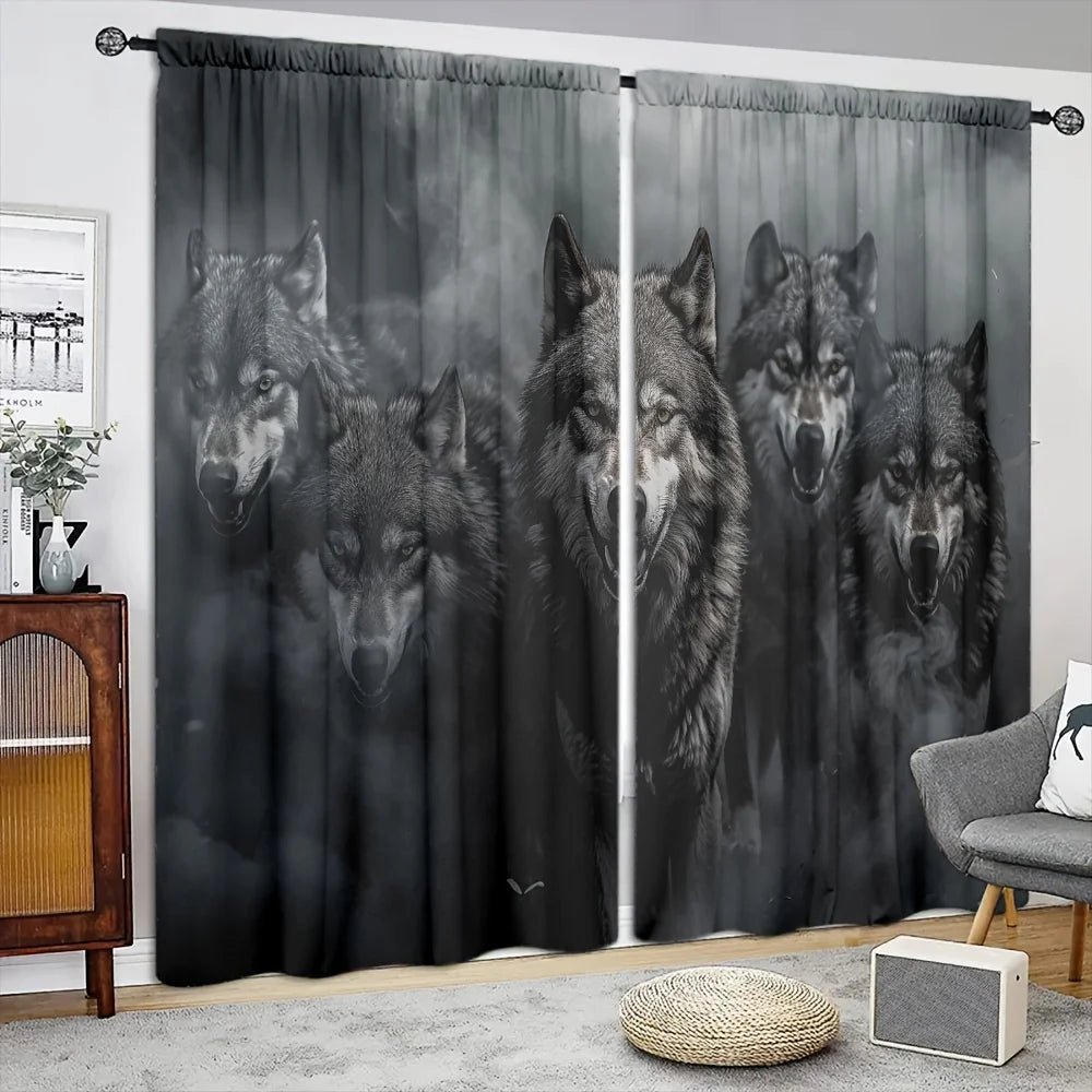 Wolf Pack Printed Curtain for Home Decor - Rod Pocket Window in USA