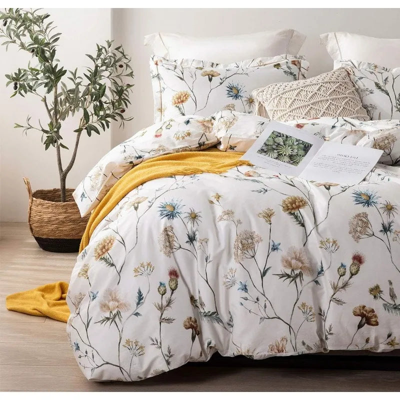 Duvet Cover, Thread Count Cotton Printed Luxury Floral Comforter