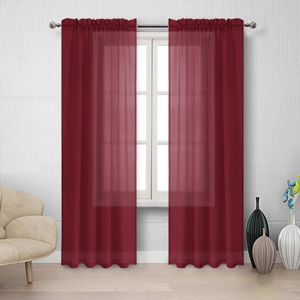 Soild Color Sheer Curtains Semi Transparent Voile Grommet in USA