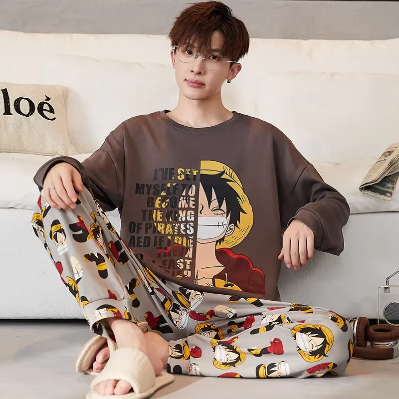 One Piece Pajamas Sets Anime Luffy Soft Comfortable Man in USA