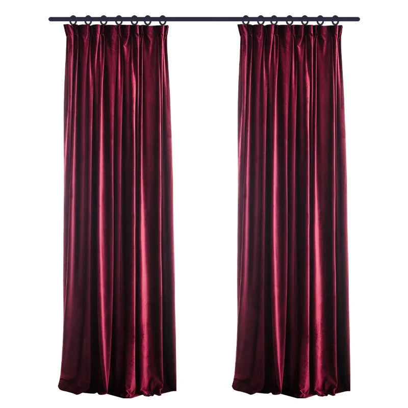 Solid Color Velvet Curtains Living Room Bedroom Blackout in USA