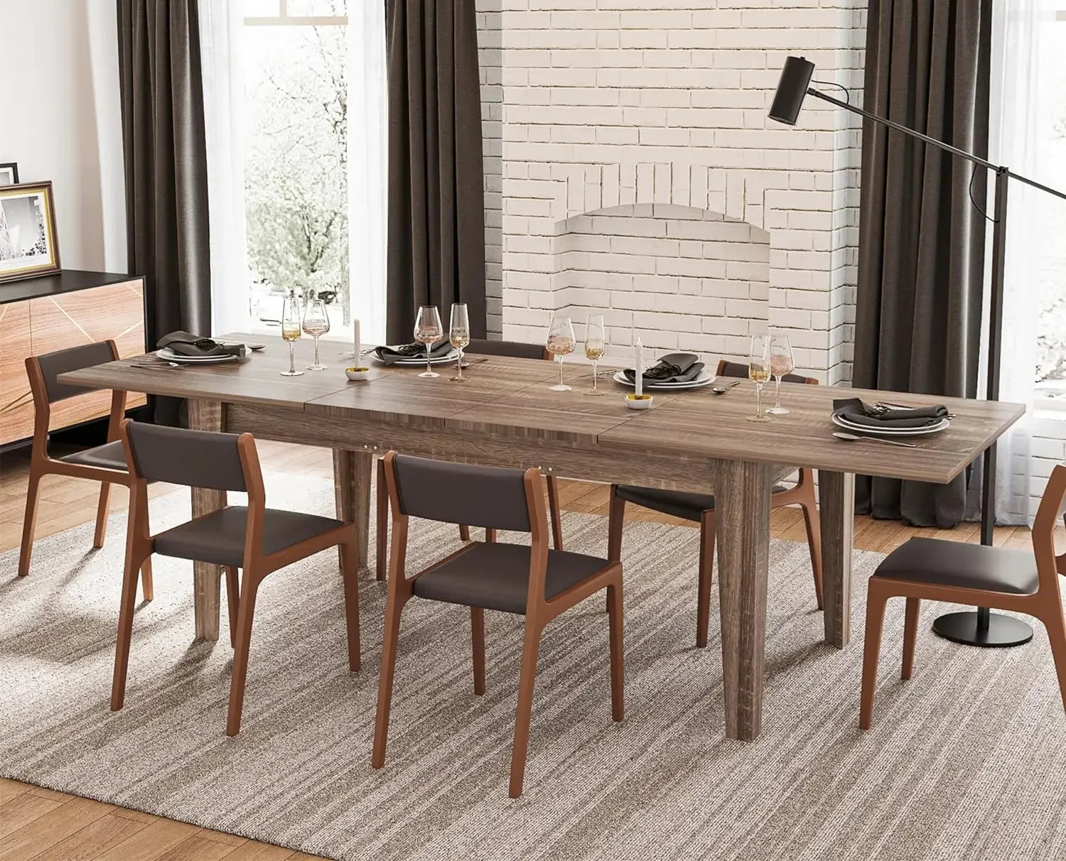 Dining Room Table Rustic Wood Extendable Rectangular IN USA.