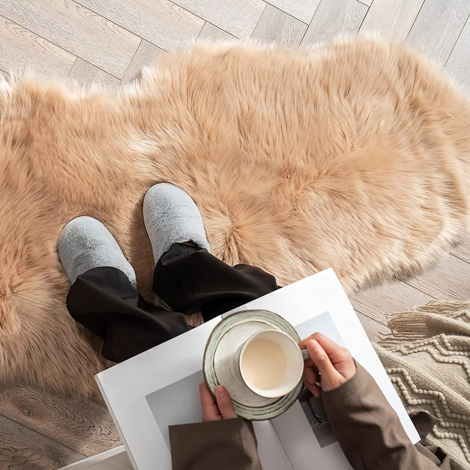 Soft Sheepskin Bedroom Carpet Imitation Wool Pad Long Hair