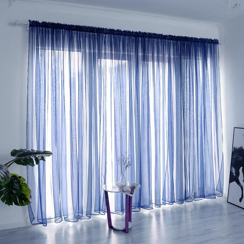 Solid White Tulle Sheer Window Curtains Living Room Bedroom in USA