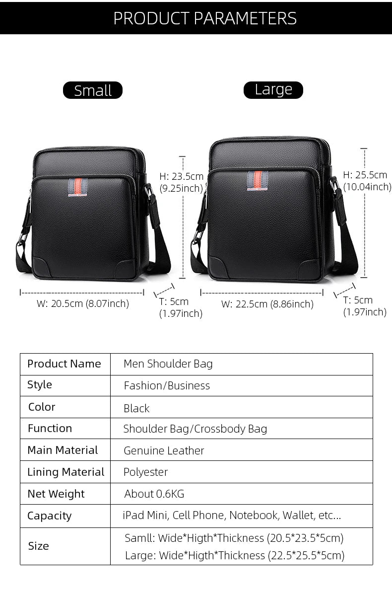 Famous Brand Small Men's Bag Genuine Leather Men Shoulder Bag in USA