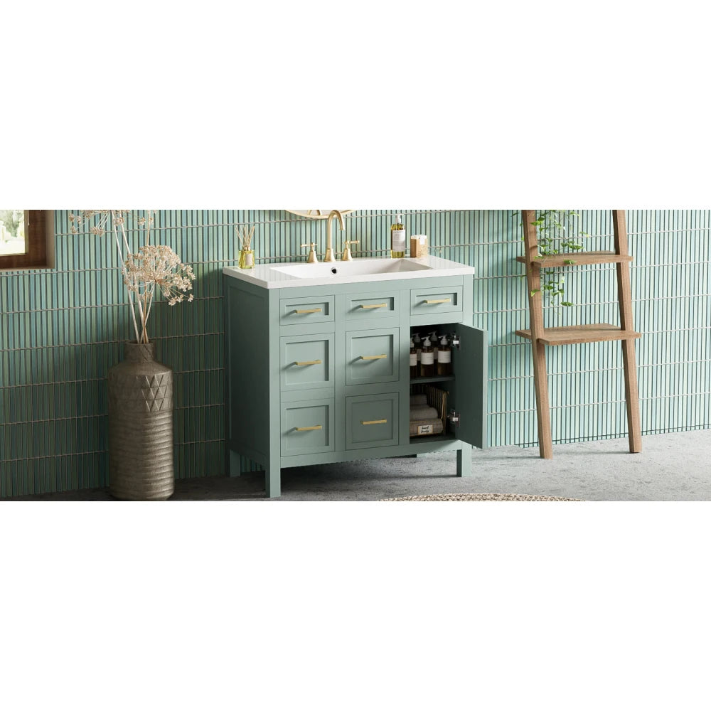 Bathroom Vanity Cabinet with Resin Integrated Sink in USA.