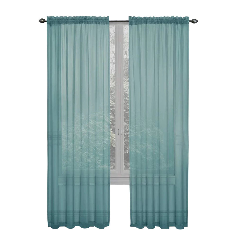 Soild Color Sheer Curtains Semi Transparent Voile Grommet in USA