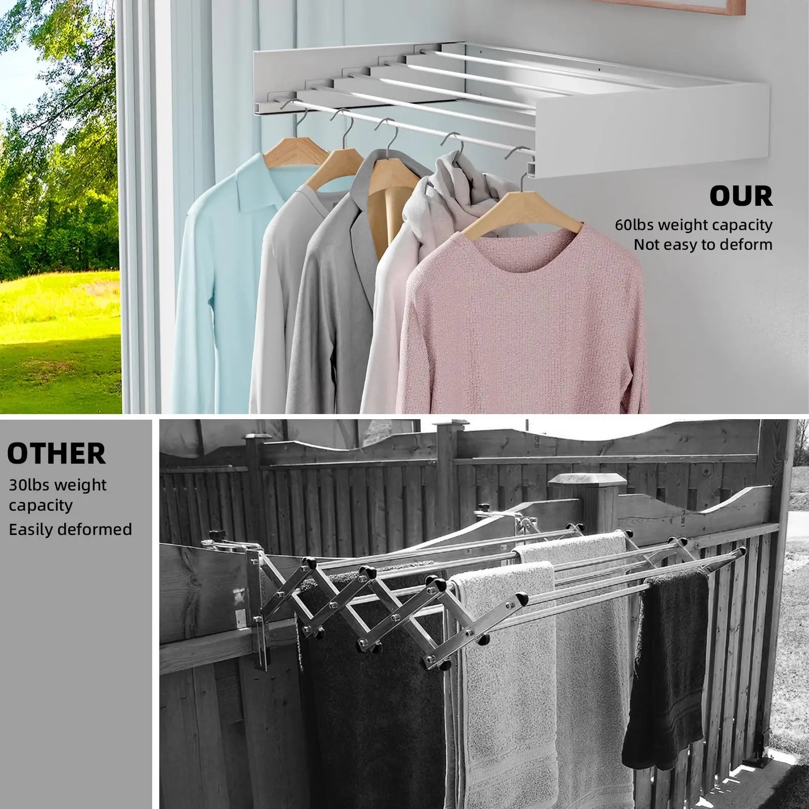 Laundry Drying Rack Collapsible Wall Mounted Clothes IN USA.