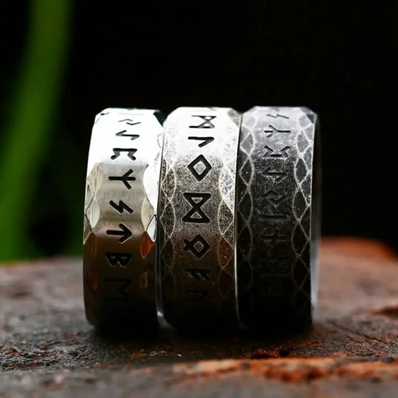 Nordic Retro Viking Rune Ring For Men Women Simple 316L Stainless Stee