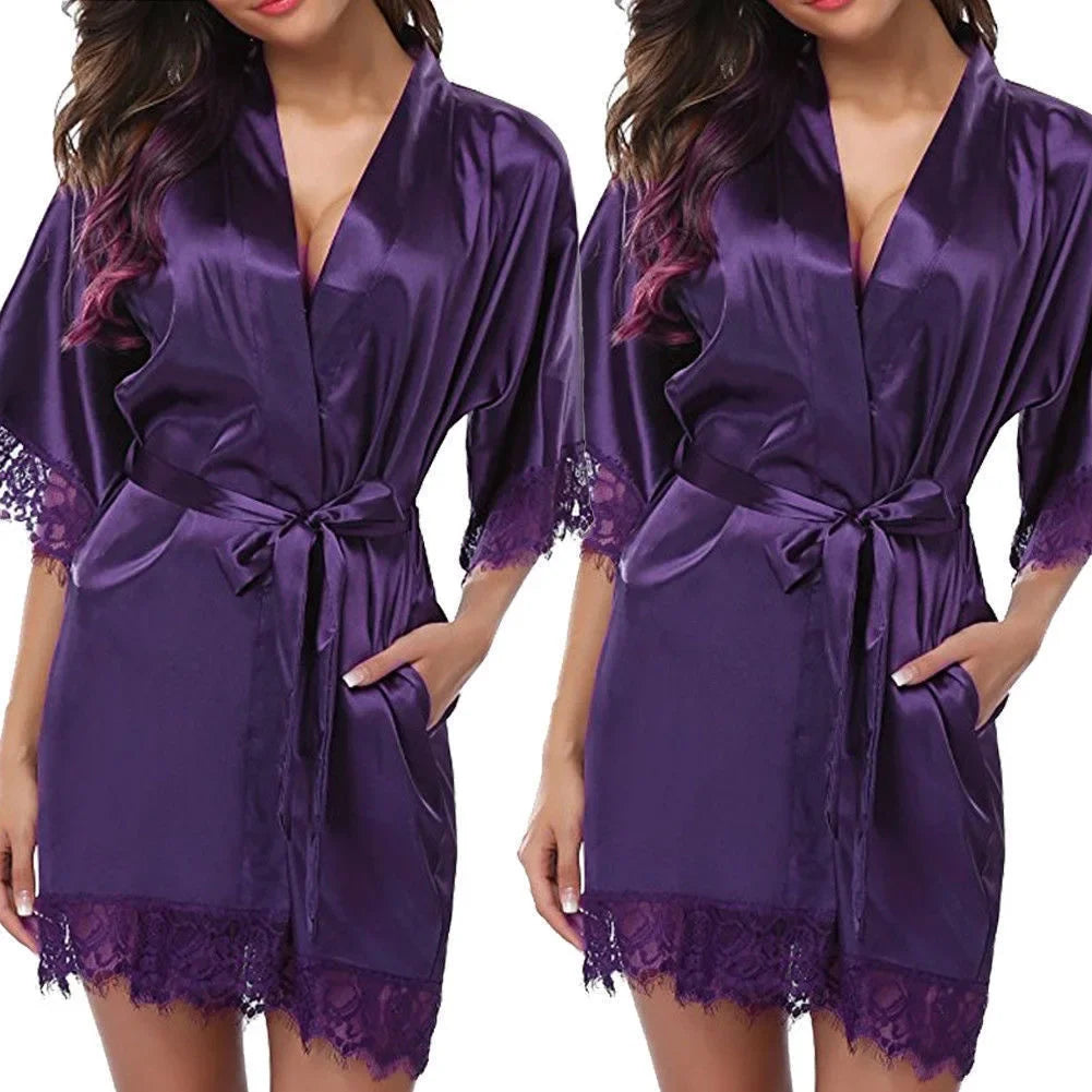 Women's Underwear Glossy Robe Pajamas Ice Silk in USA