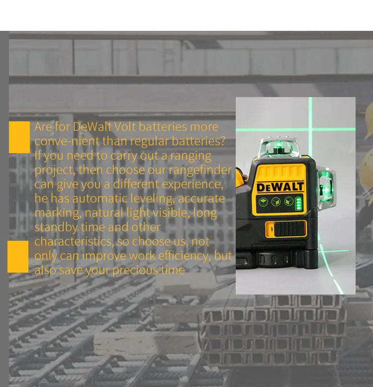 Dewalt 3 Sides*360 Degree Vertical 12 Lines Laser Level Horizontal Gre