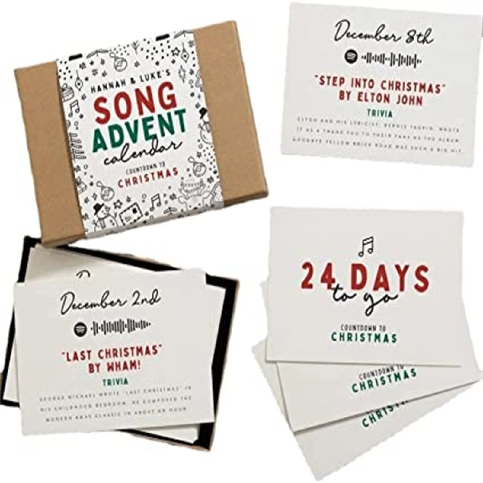 Christmas Advent Calendar Countdown Cards Gift for Adult