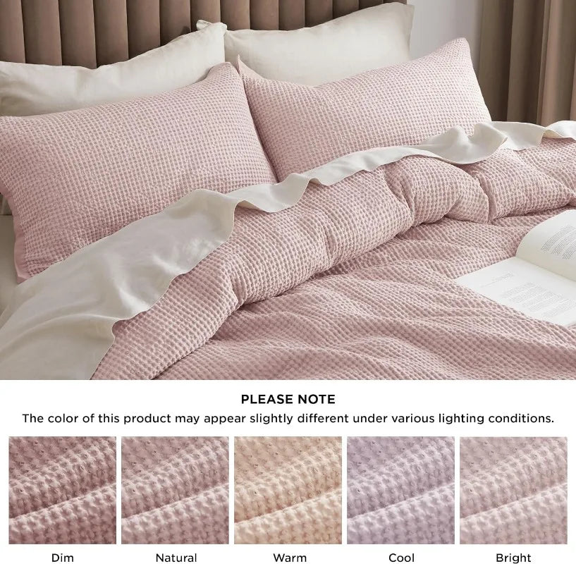 Cotton Waffle Weave Coconut White Duvet Cover Set