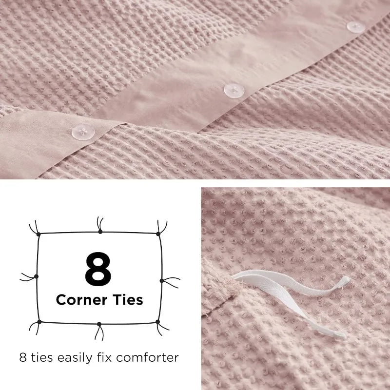 Cotton Waffle Weave Coconut White Duvet Cover Set