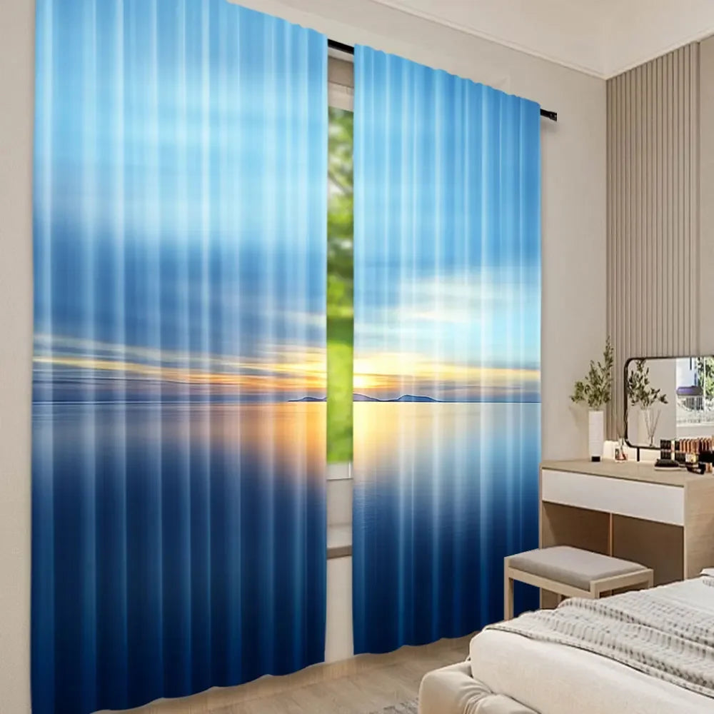 Blue Curtain Romantic Scenery Photoart Dusk Sunset Over in USA