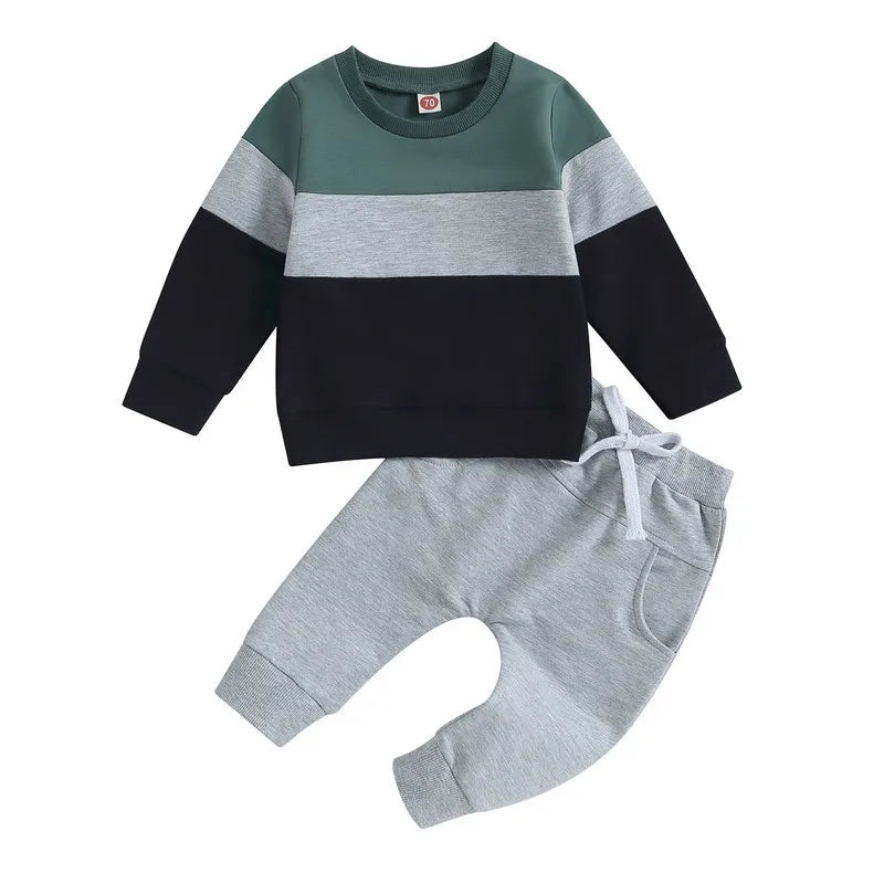 Newborn Baby Boy Pant Sets Autumn Clothes Contrast Color in USA