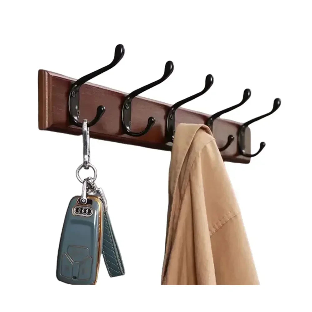 Bathroom Towel Rack Clothes Hanger Walnut Wall Hook