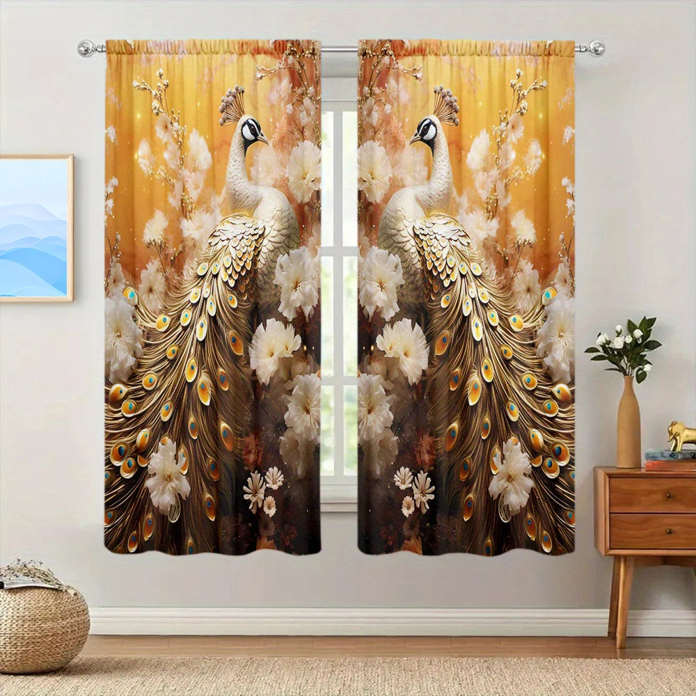 Luxury Style Peacock Printed Curtain Home Decor in USA