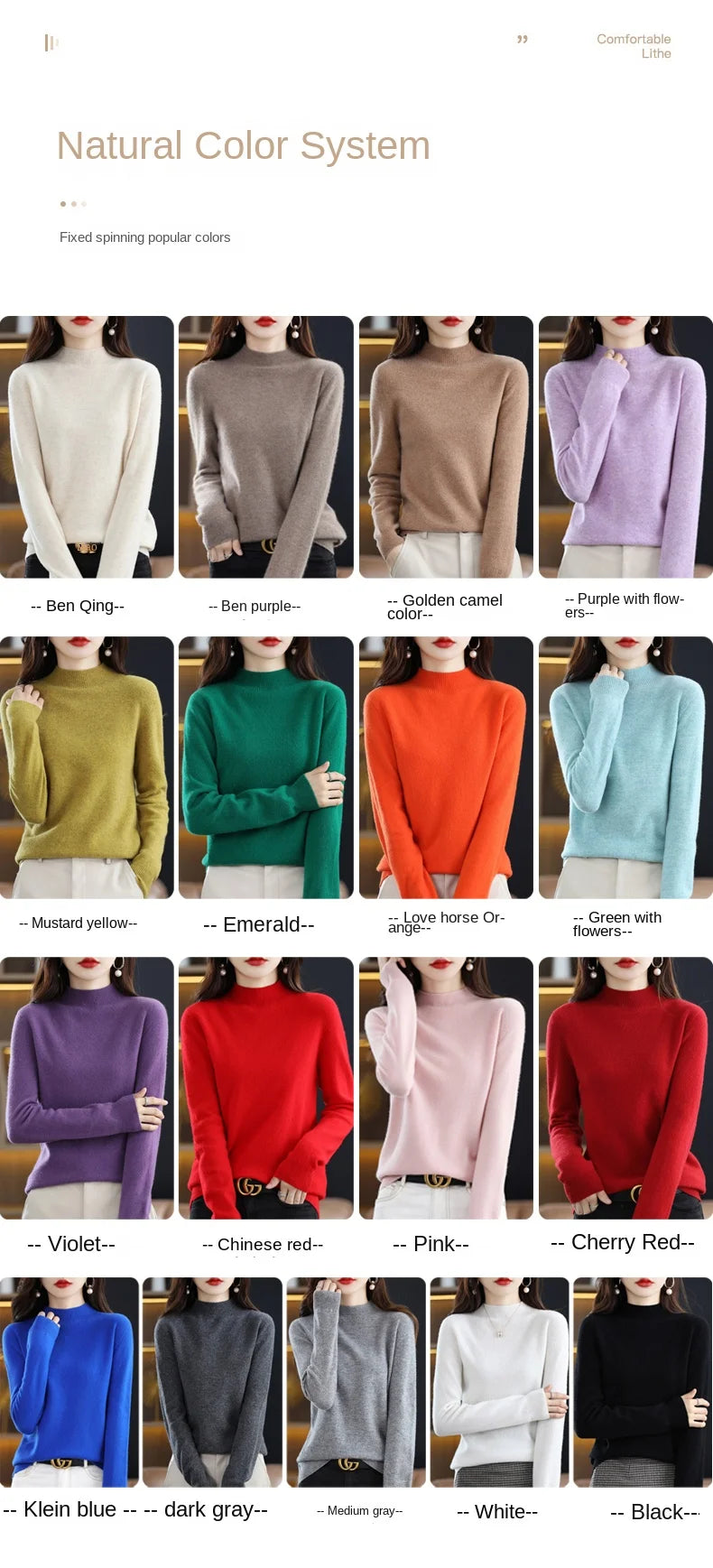 Pure Wool Half-neck Pullover In Autumn And Winter New Cashmere in USA