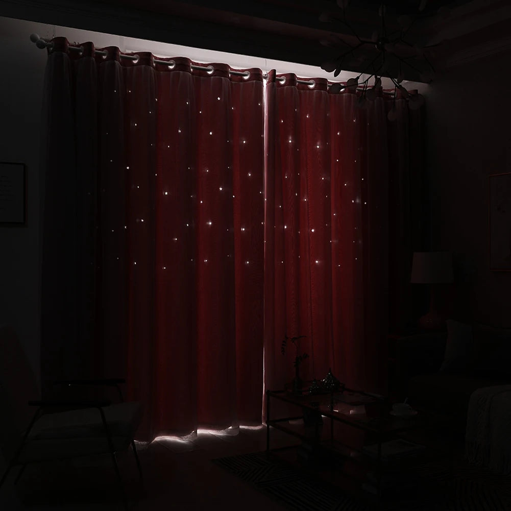 Double Blackout Star Curtains Threaded Bedroom Living Room in USA