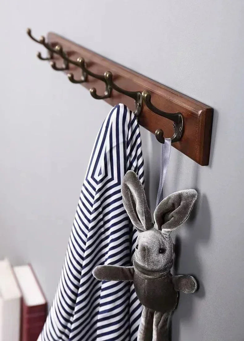 Bathroom Towel Rack Clothes Hanger Walnut Wall Hook