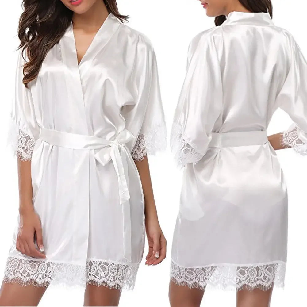 Women's Underwear Glossy Robe Pajamas Ice Silk in USA