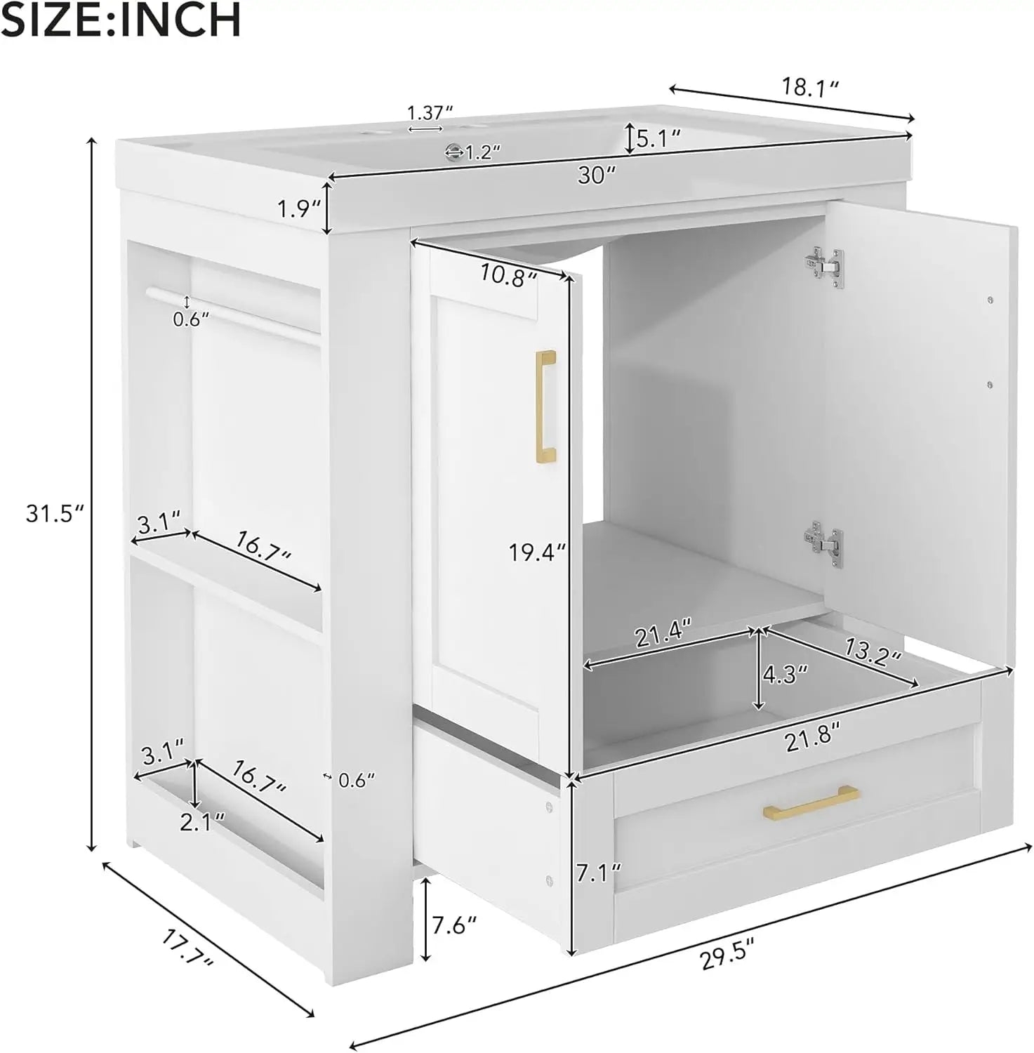 Bathroom Organizers, Bathroom Vanity With Sink, Freestanding in USA.