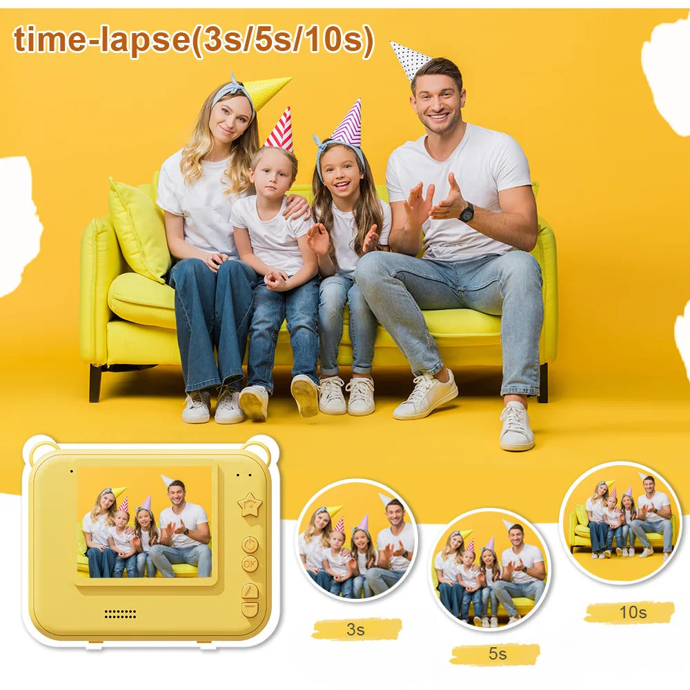 Instant Print Camera For Kids, Christmas Birthday Gifts HD Digital Vid